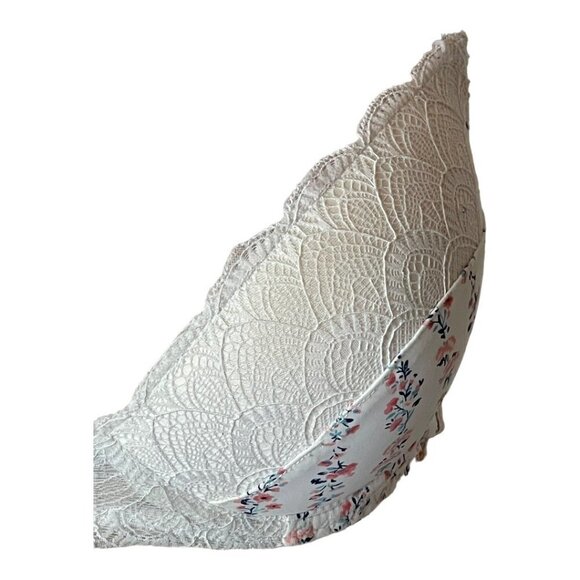 Laura Ashley White Scalloped Lace And Floral Print Underwire Contour Cup Bra 36C - Picture 4 of 9